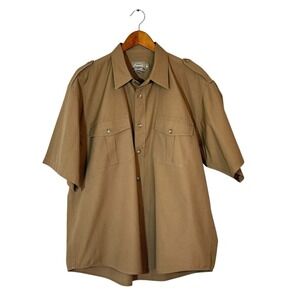 Cabelas Safari Series Shirt Men XL Dark Brown Short Sleeve Button Outdoor Hiking